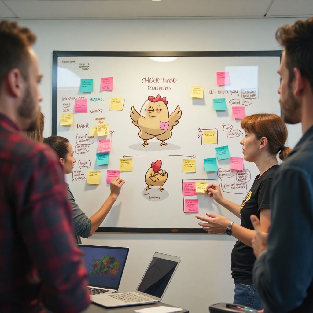 Team brainstorming session for Chicken Road
