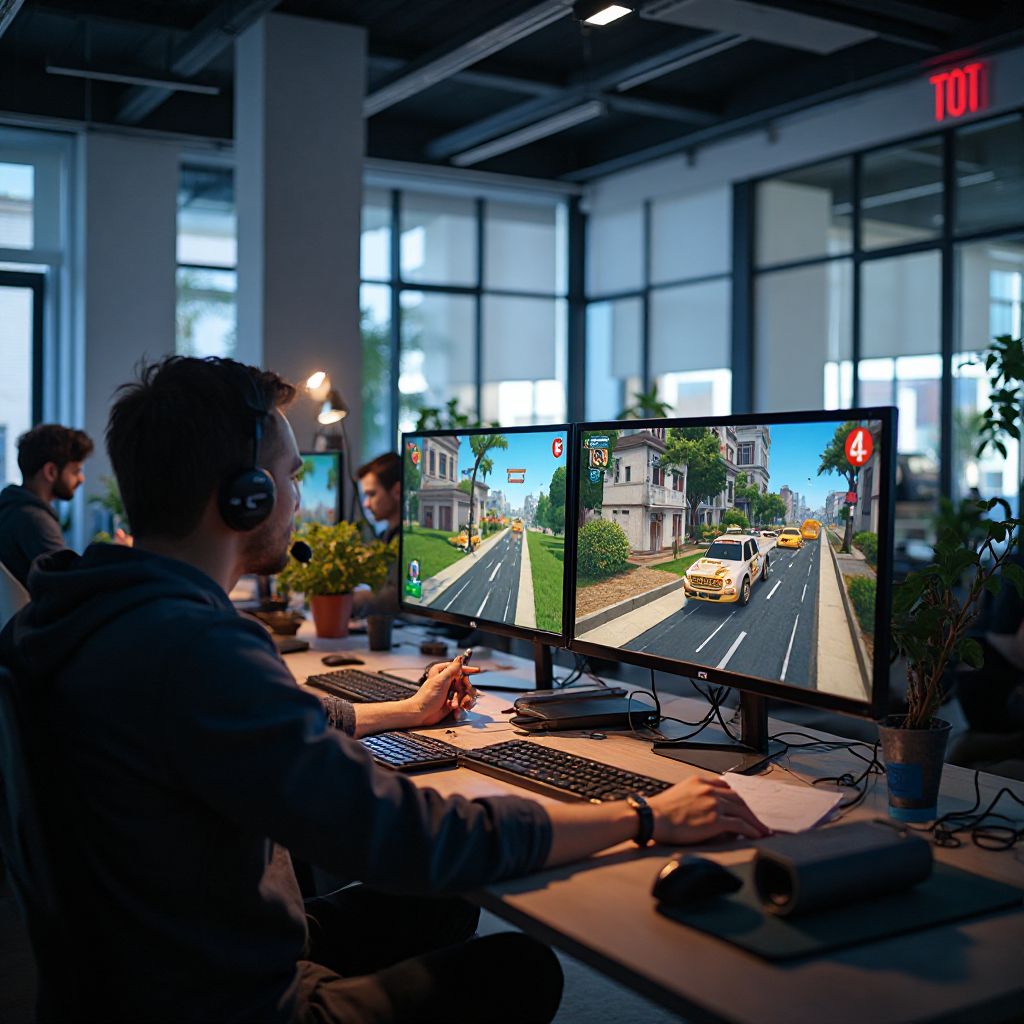 Chicken Road development team working together in office